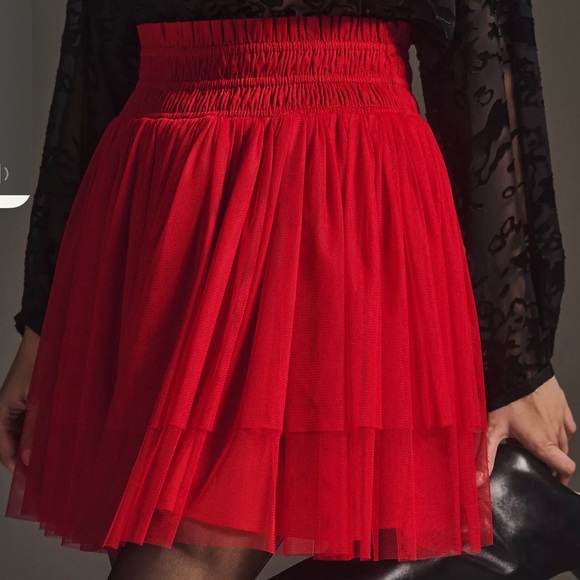 Anthropologie Dresses & Skirts - Anthropologie Skirt NWT Red Tulle Flirty & Fun Perfect Size L SOLD OUT & GORG!